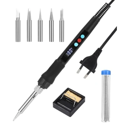 Image de Zawaer Fer à Souder,100W Kit De a Soudure,Visible Souder Électrique,Fer Etain Précision,Temperature Réglable 180℃ 500℃,5 Pointes Souder,Fil Souder,Support