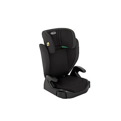 Image de Graco Junior Maxi I Size R129Rehausseur à Dossier Haut, env, 3,5 12 Ans (100 150 cm), Rehausseur de Siège pour enfant, Accoudoirs et Appui Tête Réglables en Hauteur, Léger, avec Porte Boisson, Noir