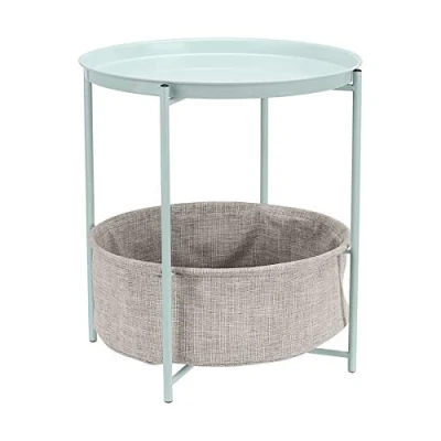 Image de Amazon Basics table de nuit ronde rangement, Vert Menthe, 44.96 cm D x W 48 H