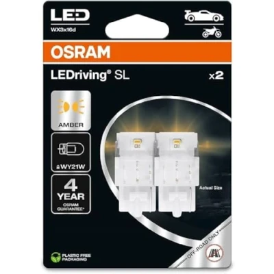 Image de OSRAM LEDriving SL, ≜ WY21W, Ambre, Double Blister (2 lampes), LED Retrofit, utilisation tout terrain uniquement