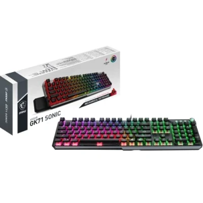 Image de MSI Vigor GK71 Clavier de jeu mécanique Sonic (disposition britannique) Commutateurs rouges soniques (linéaire), touches ergonomiques, base antidérapante, lumière mystique RVB par touche, USB