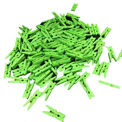 Image de Bluelans® Lot de 100 mini pinces à linge colorées en bois Vert