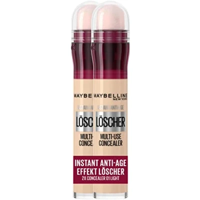 Image de Maybelline New York Lot de 2 correcteurs effet anti âge instantané, effaceur avec micro applicateur effaçable, n 01 Light, x 6,8 ml