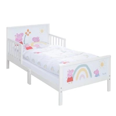Image de roba Peppa Pig Lit Montessori 70 x 140 cm avec Barrières de Sécurité pour Enfant Inclus Sommier et Linge Utilisable Jusqu&#039;à 7 Ans Blanc/Motif Truie