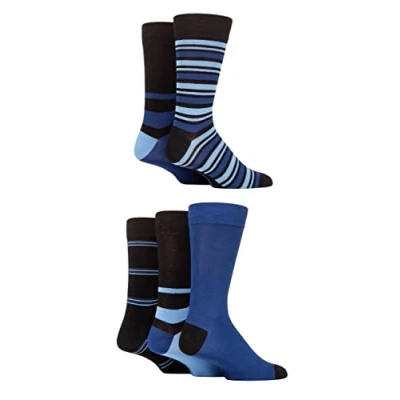 Image de SockShop Hommes Chaussettes en bambou naturel coloré et à motifs divers modèles pour un usage quotidien Taille 40 45 Multipack de 5 Minuit