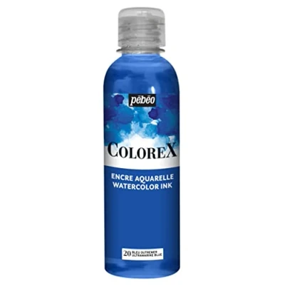 Image de Pébéo Encre Colorex 250 ML Bleu Outremer Aquarelle Rendu Velouté Dessin Multi outil Tous Supports