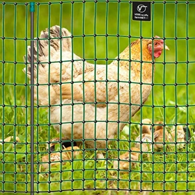 Image de VOSS.farming Filet farmNET pour volailles/Poules, Longueur 50 m, Hauteur 112 cm, 16 piquets, 2 Pointes, Coloris Vert, Non électrifiable