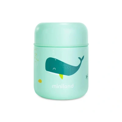 Image de Miniland Thermos Bébé pour Aliments 280ml en Acier Inoxydable, Maintient la Température Plus de 24h, Fermeture Hermétique et Isolation à Double Paroi (Whaley)