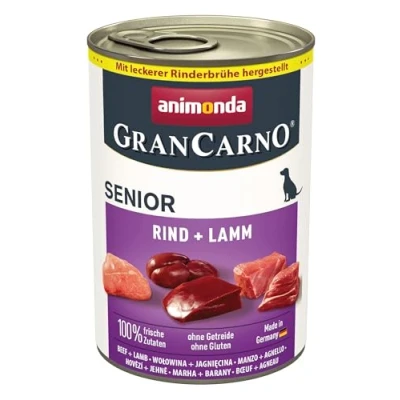 Image de nourriture pour chien GranCarno Senior d’animonda, humide de plus 7 ans, bœuf + agneau, 6 x 400 g