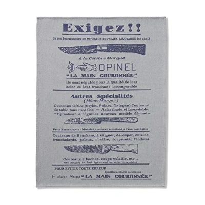 Image de OPINEL Torchon &quot;Exigez !&quot; 50 x 70 cm, 100% Coton, Motif Original Rétro Chic Fabriqué en France
