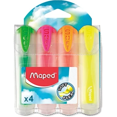 Image de Maped 745947 Lot de 4 surligneurs Fluo Peps Soft Translucide