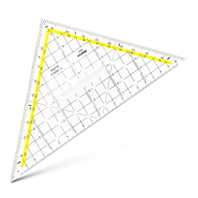 Image de Aristo 1650/2 TZ Triangle avec poignée fixe (hypoténuse 22,5 cm, picots d&#039;encre, facette à hypoténuse, plexiglas gaufrage profond, fabriqué en Autriche) transparent