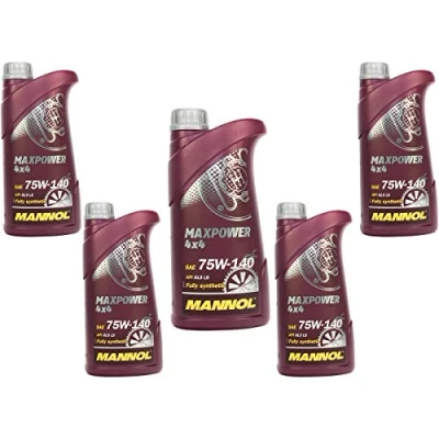 Image de MANNOL Maxpower Lot de 5 bidons d&#039;huile transmission 75W 140 API GL LS 1 l