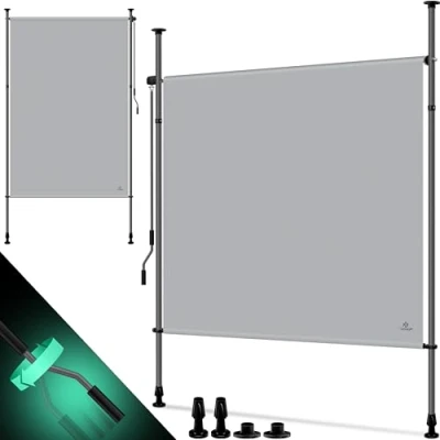 Image de KESSER® Store extérieur Vertical 100x310cm Extensible &amp; Opaque à manivelle sans perçage Paravent de Balcon Coupe Vent pour Jardin terrasse Imperméable Gris