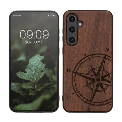 Image de kwmobile Housse Compatible avec Samsung Galaxy S23 FE Coque Étui de Protection Rigide Antichoc Cadre en TPU Brun foncé