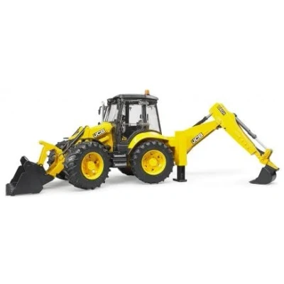 Image de cavernedesjouets Chargeuse Pelleteuse JCB 5cx eco 41 cm, Jaune Multiples Fonctions tractopelle pour Bruder Chantier Engin travaux BTP + Carte