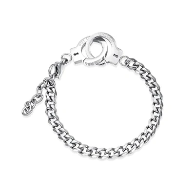 Image de HMOOY Bracelet Menottes,Bracelet à Maillons de Menottes en Acier Inoxydable Cheville Ajustable Déclaration Noires Partners in Crime pour Homme (Femme Argent)