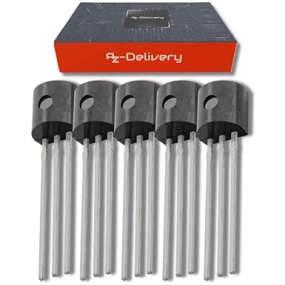 Image de AZDelivery 5 x DS18B20 Capteur de Température Numérique TO92 55C +125C Compatible avec Arduino et Raspberry Pi incluant Un E Book!