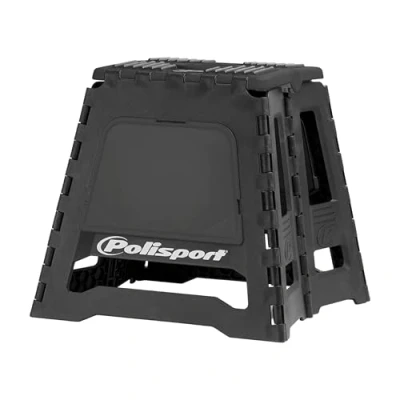 Image de Polisport 8981500007 Chevalet Pliant en polypropylène et Caoutchouc, léger Facile à Transporter avec Le Logo Peint Relief. Conception de Couleur Noir