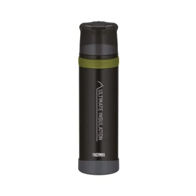 Image de Thermos Mountain BEVERAGE Bottle Bouteille Isotherme en Acier Inoxydable 0,9 l avec gobelet Chaud / 24 h Froid Légère Robuste Bouchon démontable sans BPA Noir