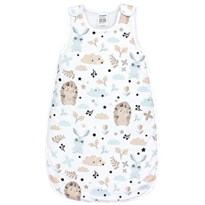 Image de TupTam Gigoteuse toute saison certifié OEKO TEX, 2.5 TOG fermeture éclair latérale sans manches, Hérisson/Lapin/Beige/Vert minéral, 80 86