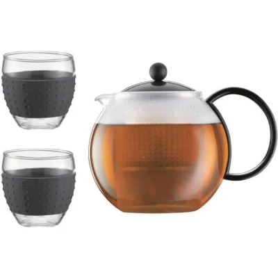 Image de Bodum K1844 01 2 Assam Set Théière à Piston Verre Noir 24 x 20 16,5 cm 3 unité(s)
