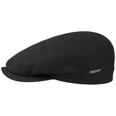 Image de STETSON Casquette Belfast Wool Blend Homme Made in The EU Gavroche Laine avec visière, Doublure Hiver Automne 62 cm Noir