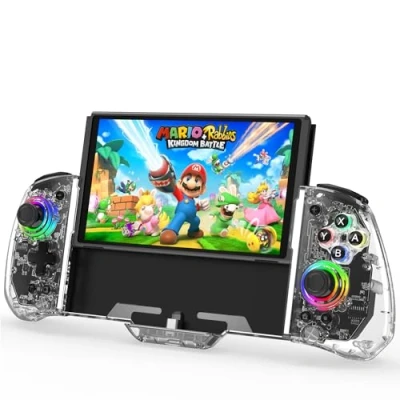 Image de RREAKA Switch Controller for Nintendo Switch/OLED, One Piece Pro Controllers Joycon, Handheld Grip Remote with 8 RGB Colors, Adjustable Turbo, Dual Motor Vibration, Back Button