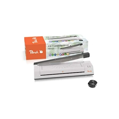 Image de Peach Plastifieuse 4 en 1 A3 avec coins arrondis, cutter, films plastifieuses ABS Prêt à l&#039;emploi 3 5 minutes 2 x 125 microns 250 mm/min chaud et froid PBP420