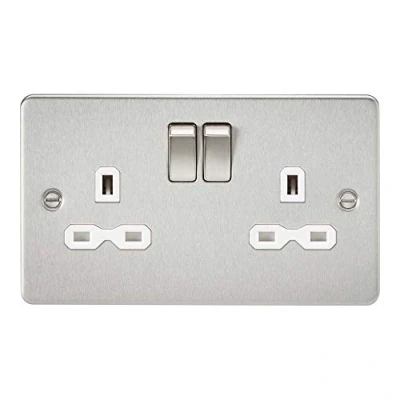 Image de Knightsbridge FPR9000BCW Prise de courant DP à plaque plate avec insert blanc, 13 A, 2 G