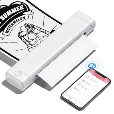 Image de Phomemo M08F Imprimante Portable, Thermique A4 sans Encre, Compatible avec Les Bluetooth Smartphone, USB Tablette/Mac, Blanc