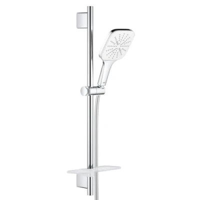 Image de GROHE Ensemble de douche Vitalio SmartActive 130 Cube, pommeau carré 3 jets, barre 600mm, flexible tuyau VitalioFlex 1750mm, chromé, 26596000 (Import Allemagne)
