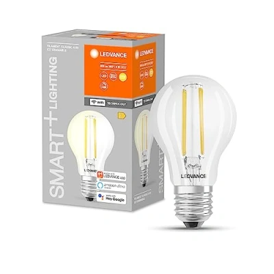 Image de LEDVANCE Lampe LED intelligente avec technologie WiFi, base E27, intensité variable, blanc chaud (2 700 K), remplace les ampoules de 60 W