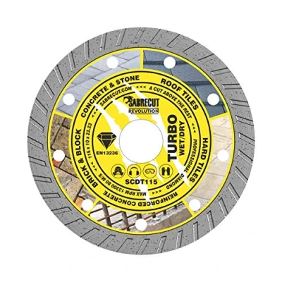 Image de 1 x SabreCut SCDT115 115 mm (4,5 &quot;) 10 22,23 Lame de scie circulaire pour meuleuse d&#039;angle Turbo diamant compatible avec Bosch Dewalt Makita Milwaukee et bien d&#039;autres
