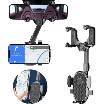 Image de Support Tlphone Rtroviseur Voiture Version 2022 360 Flexible Rtractable Multifonctionnel YYV