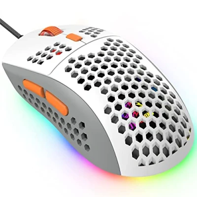 Image de KUIYN 383 Pro Souris de Jeu Filaire Ultra légère, Coque en nid d&#039;abeille, 6 rétroéclairées RVB, DPI réglables 6400, modèle Optique USB Aerox pour Win10/XP/Xbox/PS4/PS5/Mac/HP/Acer