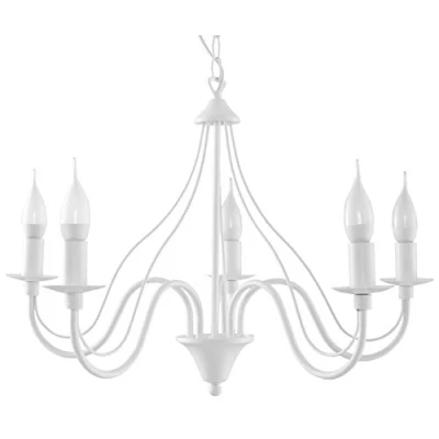 Image de SOLLUX lighting MINERWA 5 White Chandelier Suspension Luminaire avec Sources Lumineuses E14 Ampoules non Incluses Lustre Minimaliste pour Chambre à Coucher et Salon Lumière Moderne
