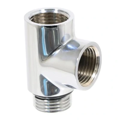 Image de SPARES2GO Adaptateur de valve double carburant en T pour radiateur (G1/2&quot;, chromé)