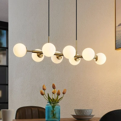 Image de Lindby Suspension en verre Kiamo à intensité variable (Moderne) Doré Métal e. a. pour Salon &amp; Salle manger (à 8 lampes, G9), Luminaire, Lampe plafond, Luminaire Plafonnier,