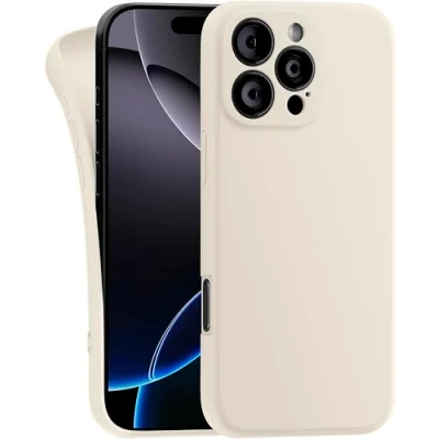 Image de MyGadget Coque Compatible avec iPhone 16 Pro Max Case Silicone Souple &amp; Soft Cover TPU Protection Extra Fine Légère Étui Anti Choc et Rayures Blanc Cassé