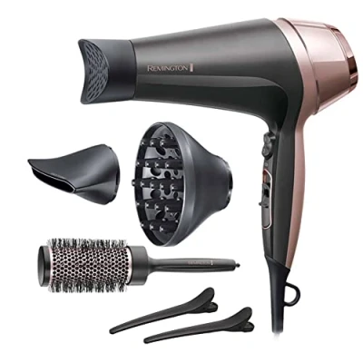 Image de Remington Sèche cheveux Ionique [Multifonction: boucle, ondule, lisse] Curl&amp;Straight (2200W, 3 températures/ 2 vitesses, concentrateur incurvé unique, brosse à coiffer 45mm, accessoires) D5707