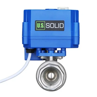 Image de U.S. Solid 3/4&quot; Vanne motorisée Acier Inoxydable avec Fonction Manuelle, a sphere 2 voies electrique, 9 24V AC/DC, fils, retour automatique NC