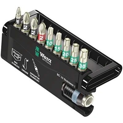 Image de Wera BC 10/9 05071110001 Bit Check Jeu d&#039;embouts/Porte embouts acier inoxydable 10 pièces