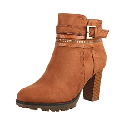 Image de Elara Bottines Femmes Bottes à Cheville Chunkyrayan 2018 C292 1 Camel 42