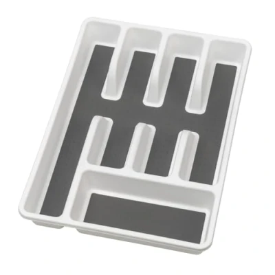 Image de WENKO Range Couverts antidérapant Insert pour Couverts, tiroirs, Polypropylène, 26.5 x 5 36.5 cm, Blanc