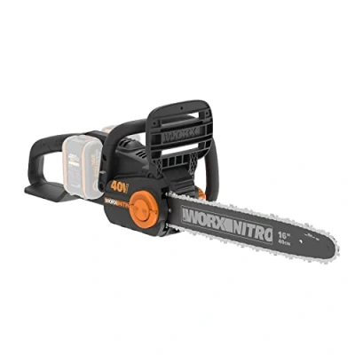 Image de WORX Nitro Tronçonneuse Brushless sans fil 2x20V 4Ah WG385E.9 ( Livrée batterie ni chargeur, coupe 40 cm, vitesse 18m/s, autolubrification et tension auto, capot de protection chaine)