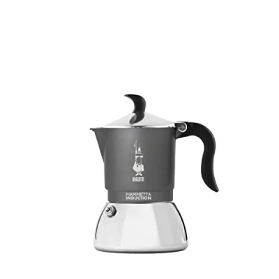 Image de Bialetti Fiammetta Cafetière à Induction, 2 Tasses (100 ML), Convient Tous Les Feux, Design élégant, Gris