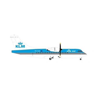 Image de Herpa KLM Exel ATR 42 300 PH XLE à l&#039;échelle 1:200 modèle Diorama, modélisme, pièce de Collection, décoration, d&#039;avion sans Support, fabriqué en métal Miniature modèle, 571654, Multicolore