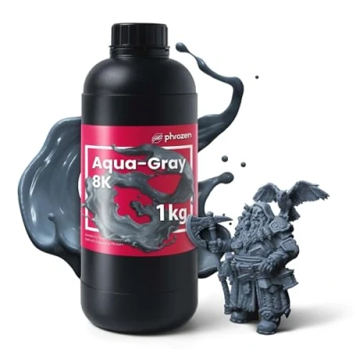 Image de Phrozen Auqa Gray 8K Résine d&#039;imprimante 3D 405 nm UV Photopolymère Resin pour impression LCD/DLP/SLA Haute Précision, Faible Odeur, Non Cassante Gris (1kg)