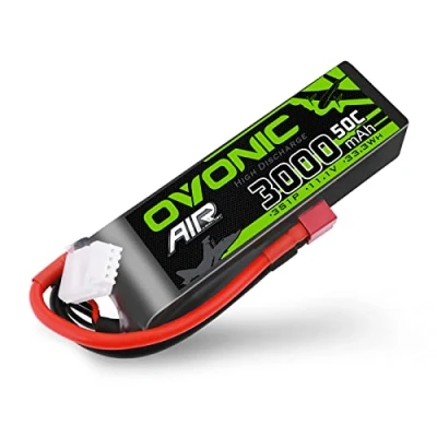 Image de OVONIC Lipo 3S 3000mAh 50C 11.1V avec Prise en T de Style Dean pour Avion RC hélicoptère Voiture Camion Truggy Passe Temps Bricolage
